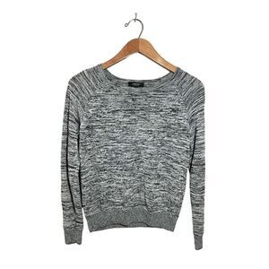 Babaton‎ Linen Sweater Women's XS Marled Space Dye Raglan Pullover Black Gray